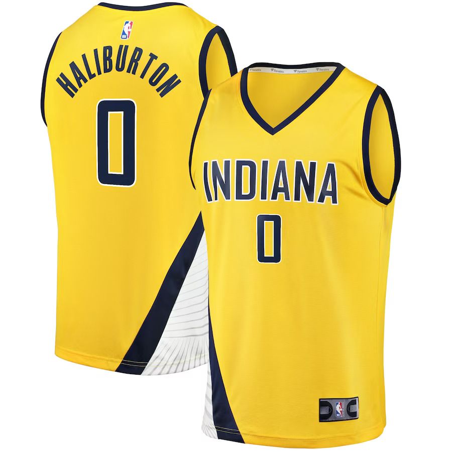 Men Indiana Pacers #0 Tyrese Haliburton Fanatics Branded Gold 2022-23 Fast Break Replica NBA Jersey